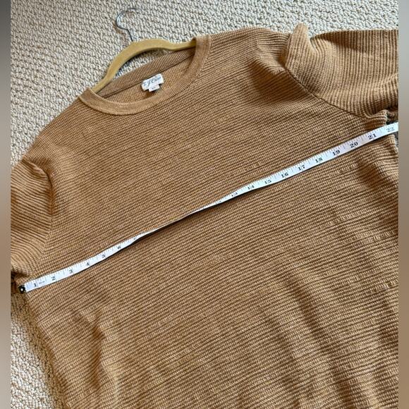 J. Crew Men’s Knit Sweater Gold Tan Size XL Fitted 100% Cotton Layer Textured - Picture 4 of 7